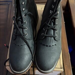 Justin Boots Black Leather Men's Lace-Up Boots